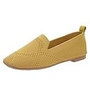 Zapatos s para Mujer sin Cordones, Zapatillas de Ballet con Punta Ancha, cómodos Zapatos para Caminar, Zapatos Transpirables,102*Yellow,39