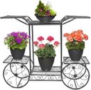 Ktaxon 6-Tier Garden Cart Stand & Flower Pot Metal Plant Holder Display Rack, Bl