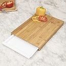 Home Centre Truffles-Edulis Beige Solid Bamboo Cutting Board with Tray