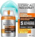 L’Oréal Paris Men Expert Hydra Energetic Face Cream with Vitamin C + Protein, 24HR Non-greasy Face Moisturizer for Men, For Dry and Dull Skin, Reduces look of fine lines & dark circles, 50ml