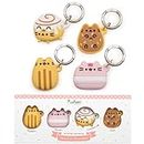 iFace x Pusheen Café Series Silicone Protective Cover Designed for Apple AirTag [Cute Character Case] [Carabiner Keychain Clip Included] - Set of 4 in Gift Box