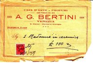 Casa D'Arte E Profumi A. G. Bertini Venezia Old Signature Stamp Sheet 1924