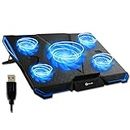 KLIM Cyclone - Laptop Cooling Stand - Maximal Cooling - XL Laptop Stand with 5 Cooling Fans - Compatible with Gaming Laptop, PS4 and PS5 Cooling Pad + New 2023 Version + Blue