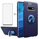 Phone Case for Samsung Galaxy S10e with Tempered Glass Screen Protector Cover Accessories Magnetic Rugged Stand Ring Holder Slim Thin Full Body Shockproof Silicone Rubber Glaxay S 10e S10 10 e Blue