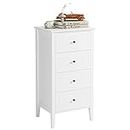 FOREHILL Chest of Drawers Bedroom, White Chest of Drawers, 4 Drawers Dresser, Bedside Cabinet, Bedroom Furniture, Wooden White 50x40x95cm