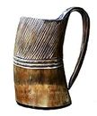 Loop Viking Vibes Drinking Horn Mug Tankard Special Edition - Hand Engraved Viking Original Horn Mug Cup for Mead, Ale and Beer - Original Medieval Mug (Pattern 1, 600 ML | 20 OZ)