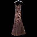 Jovani Strapless Beaded Sequin Brown Mermaid Tulle Dress Size 4