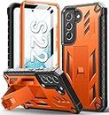 SOiOS for Samsung Galaxy S22 Protective-Case: Military Grade Drop Proof Protection Mobile Phone Cover with Kickstand | Rugged Shockproof TPU Matte Textured Sturdy Phone Bumper (Orange)