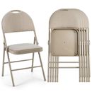 Costway 6 Pack Folding Chairs Portable Padded Office Kitchen Dining Chairs Beige