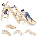 COSTWAY 10 in 1 Toddler Climbing Frame, Indoor Kids Climber Ladder with Reversible Ramp, Wooden Montessori Play Gym Set for Boys Girls