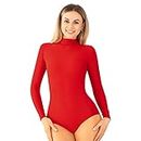 Kepblom Adult Turtleneck Long Sleeve Leotard Spandex Ballet Dance Bodysuit for Women