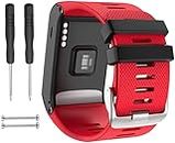 Zitel® Watch Band Compatible with Garmin Vivoactive HR - Silicone Replacement GPS Watch Strap with Adapter Tools - Red
