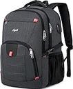 Cafele Backpack,Waterproof Large 17in Laptop Backpack for Trip School Work Bookbag Computer Rucksack with USB Charging Port,Water Resistant Sturdy Backpack for Men Women,Grey