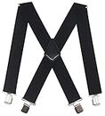 T Tersely 50mm Extra Wide Heavy Duty 4 Buckles Stripe X Back Elastic Adjustable Suspenders Strong Metal Clips Heavy Duty Men Braces (50MM)