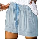 DASAYO Prime of Day Deals Today 2024 Womens Shorts Casual 2024 Summer Beach Drawstring Shorts with Pockets 5 Inch Loose Cute Vacation Trendy Lounge Clothes Peime My Orders Short Shorts for Women