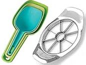 MOBDESK Stainless Steel Apple Cutter with 8 Blades Fruit Slicer Kitchen Accessories Ultra-Sharp,Fruit Cutter 3pcs Nesting Multi-Purpose Plastic Shovel Spoons,Measuring Scoop (O-9658)