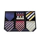 HISDERN 5-teiliges Herren Krawatten Set Elegante Gestreifte Krawatte mit Einstecktüch Formelle Hochzeit Seidenkrawatte Taschentuch für Männer