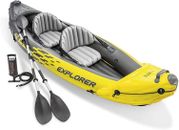 Intex Explorer K2 Inflatable 2 Person Outdoor Kayak Set with Oars and Hand Pump