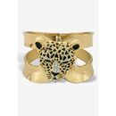 Women's Goldtone Crystal Leopard Hinged Cuff Bangle Bracelet (50Mm) by PalmBeach Jewelry in Crystal