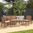 4 Pieces Wicker Patio Furniture Set with Seat Cushions