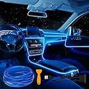 EL Wire Car LED Interior Strip Light USB Neon with 6mm Sewing Edge - 197 inches Glowing Electroluminescent (EL) Wire, Ambient Lighting Kit Car Decorations (5M/16.5FT, Blue)