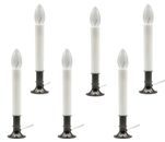 Electric Window Candle Lamp with Pewter Plated Base, Dusk to Dawn Sensor- 6 Pack