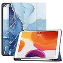 Soke New iPad 10.2 Case with Pencil Holder for iPad 9th Generation 2021 /8th Gen 2020/7th Gen 2019- Premium Shockproof Case with Soft TPU Back Cover & Auto Sleep/Wake for iPad 10.2 Inch,B-OceanMarble