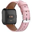 Concept Kart Smart Watch Straps Compatible for Fitbit Versa, Versa 2, Versa Lite Genuine Leather Waterproof Wrist Bands (Pink)