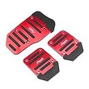 Dewkou Pack-3 Non-slip Car Pedal Pads, ABS Aluminum Alloy Material Universal Car Accelerator Pedal Cover, Brake Foot Pedal Cover for Automatic Vehicles, Car Interior Replacement Accessories (Red)