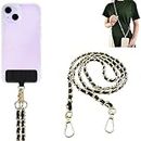Kidoca Lanyard for Cell Phone Crossbody Hanging Chain Sling Mobile Holder Around Neck to Carry iPhone & Smartphone with Detachable Crossbody Shoulder Strap for Girls Braided Gold Chain (Black)