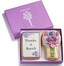 Gourmet Floral Thank you Cookie Gift Basket | 2 Large 2.5 x 4.5 in Vanilla Sugar Cookies Hand-Decorated Snack Variety Pack | Kosher Bakery Care Package For Women, Men Boys & Girls | Prime Delivery