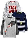 Simple Joys by Carter's 3-Pack Graphic Long-Sleeve Tees Infant-and-Toddler-t-Shirts, Dinosaurio/Dragón/Monstruo, 5 años (Pack de 3) para Niños