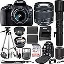 Canon EOS 2000D (Rebel T7) Digital SLR Camera w/ 18-55MM is ii Lens Kit (Black) with Canon EF 75-300MM Lens Professional Accessory Bundle Package Includes: SanDisk 64gb Card + 50'' Tripod and More