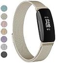 Vanjua for Fitbit Inspire 2 Bands Women Men, Stainless Steel Metal Mesh Loop Adjustable Magnetic Wristband Replacement Strap for Fitbit Inspire 2 Fitness Tracker (Small, Champagne Gold)