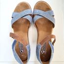 SKETCHERS Women's Denim Blue Sandal Shoes Size AU9.5 Memory Foam Strappy Comfort