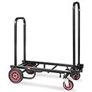 Pyle Compact Folding Adjustable Equipment Cart - Heavy Duty 8-in-1 Convertible Cart Hand Truck/Dolly/Platform Cart with R-Trac Wheels - Expandable Up to 25.24" to 40.24" - Pyle PKEQ38