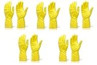 Arsa Medicare Lightweight and Durable Waterproof Cleaning Gloves for Kitchen, Dish Washing, Laundry, Garden (Large, Yellow) -5 Pairs