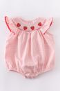 Boutique Strawberry Smocked Baby Girls Pink Bubble Romper Jumpsuit