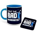 WHATS YOUR KICK - Badminton Inspired Designer Printed Light Blue Ceramic Coffee |Tea |Milk Mug with Coaster (Gift | Game |Sports|Motivational Quotes |Hobby (Multi 14)