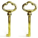 KY-2 Skeleton Key Reproduction Brass Plate Hollow Barrel Key for Cabinets, Drawer, Dresser Locks or Other Pieces of Old Furniture (Pack of 2)