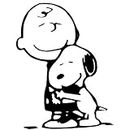 Peanuts Comic 5.5" Tall Charlie Brown Hugging Snoopy Decal for Cars Laptops Tablets, Windows Skateboard - Black