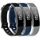 Vancle Pack de 3 Compatible con pulsera Fitbit Inspire HR & Inspire 2 Pulsera de repuesto de silicona deportiva para Fitbit Inspire/Inspire HR/Inspire 2 (negro/azul marino/gris, L)