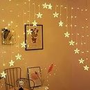 Desidiya Star Curtain Lights, 16 Stars 136 LED Curtain String Lights Fairy Lights for Christmas Wedding Decoration Home Patio Lawn, Prong Base, Pack of 1