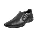 Walkway Men Black Leather Flat Shoes (14-787-11-42) Size (8 UK/India (42EU))