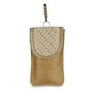 Vanya Handicraft Collection LONGING TO BUY Pearl Clutch Silk Saree Clutch Mobile Pouch Waist Clip Ladies Purse Gift for Women & Girls (Golden-2)