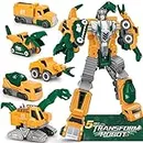 Dreamon 5 in 1 Transformers Toys for Kids, Robot Car Toy, Dinosaurs Construction Vehicles Transform Robot Toy, Robot Toys Ages 5 6 7 8 for Boys and Girls