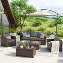 Hermes Sofa Seating Group w/ Storage & Ottomans Synthetic Wicker/All - Weather Wicker/Wicker/Rattan in Gray | 30 H x 31.5 W x 29.5 D in | Outdoor Furniture | Wayfair