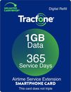 Plan de servicio de 1 año TracFone + 1 GB de datos para teléfono inteligente y teléfono plegable (no BYOP)