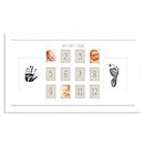 Hapinest My First Year Baby Handprint and Footprint Keepsake Monthly Picture Photo Frame - Neutral Nursery Wall Décor Baby Shower Registry Gifts for New Moms and Dads