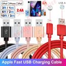 Apple Fast Charger Cable Data Cord iPhone 14 13 12 11 XR 3/6/10Ft Braided Cable